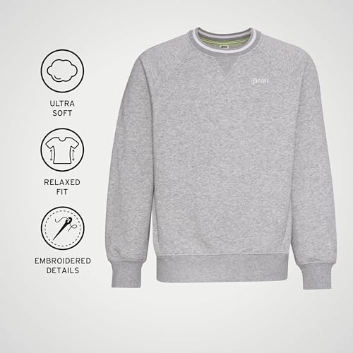 Penn Men’s Crewneck Sweatshirt — Soft Fleece Pullover with Rib Cuffs & Hem, Classic Athletic Sweater for Training, Lounge & Everyday Wear, Grey, X-Large