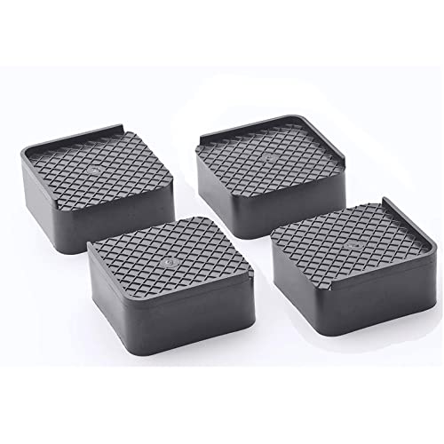 Image of Kitchenwell Multi-Purpose Square Stand, Set of 4 Black Plastic Stands for Single Door and Double Door Refrigerators, Washing Machines, and Furniture (Standard Size, 445 Grams, 120mm x 120mm x 150mm)