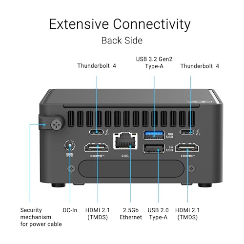 Image of ASUS NUC 15 Pro Tall Barebones Mini PC with Intel Series 2 Core Ultra 5 225H, up to 96GB DDR5 RAM, Dual Storage, Thunderbolt 4, Wi-Fi 7 & Bluetooth 5.4, Toolless Chassis Access, VESA Mount Included