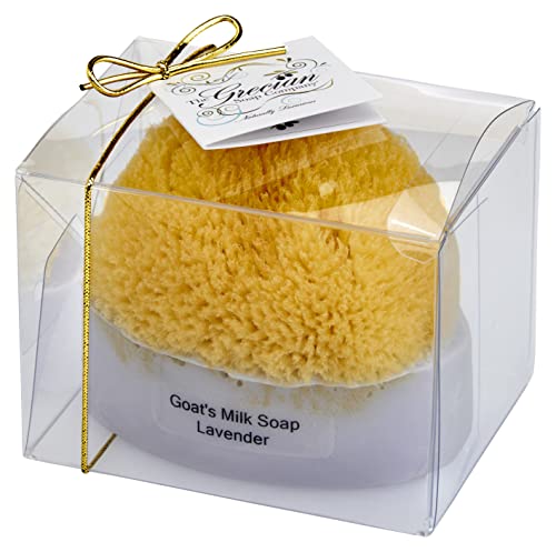 The Grecian Soap Company Goat's Milk & Olive Oil Soap with an Embedded Natural Sea Sponge - Lavender