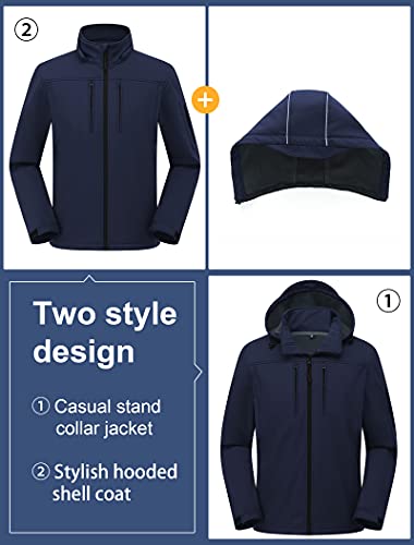 Creatmo Us Men's Midweight Water & Wind Resistant Soft Shell Simple All Weather Jacket Navy L #TOP3