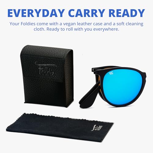 Milano Folding Sunglasses Polarized, UV400, UVA, UVB Protection for Men Women, Folding Sunglasses Leather Case4