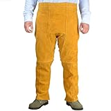 MeevrgR Schweißschürze, strapazierfähiges Rindsleder, Spaltleder, verstellbare Taille und geteiltes Bein-Design, für Schweißen, Schiffbau, Glasverarbeitung und Werkstattsicherheit