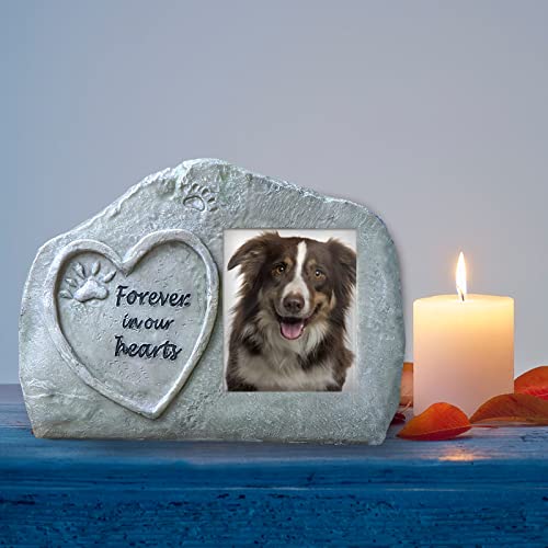 Pet Memorial Garden Stones, Cat Or Dog Memorial Gifts Sympathy Pet Loss Gifts, Personalized Love Heart Paw Print Grave Markers Tombstone With Waterproof Photo Frame, 8.3" X 6.1" X 2.8" #TOP4
