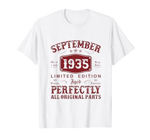 Septiembre 1935 89 Años Cumpleaños Hombre Hecho En 1935 Camiseta