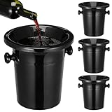 CIYODO Lot de 4 Seaux à Cracher Noirs Style Western en Pp, Double Poignée, Entonnoir Intégré, Seaux à Glace Ronds pour Dégustation de Vin et Événements en Intérieur et Extérieur