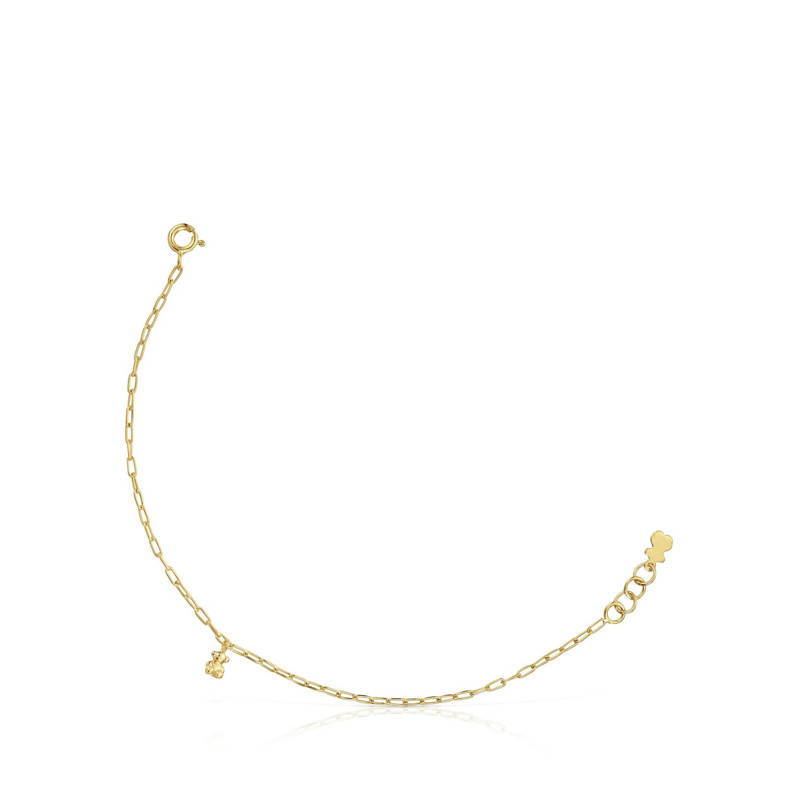 TOUS Pulsera Cadena para Mujer con Baño de Oro 18 Kt sobre Plata de Primera Ley y Anillas Ovales, Colección Bold Bear