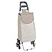 Bakaji Carrello Portaspesa Trolley Porta Spesa con 3 Ruote Sali Scendi Scale Sacco in Tessuto da 37 lt Estraibile Struttura in Acciaio Manico Egonomico Pieghevole e Salvaspazio 27 x 36 x 95 cm (Beige)