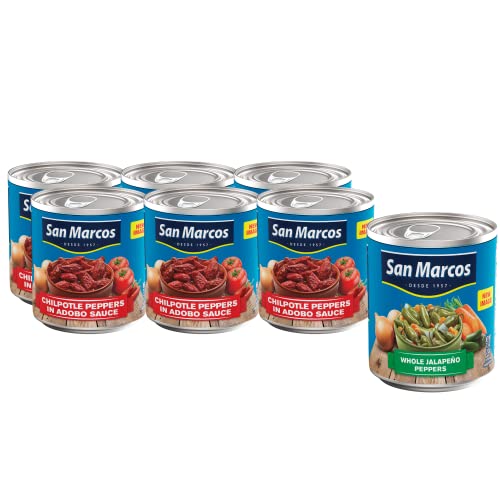 Image of San Marcos, Chilpotle In Adobo Sauce, 7.5 oz (Pack of 6) + Whole Jalapeno Peppers, 26 oz