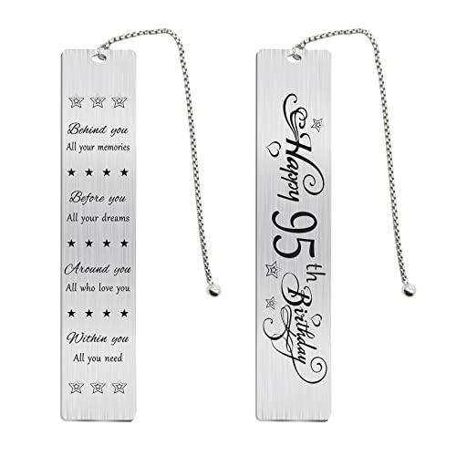 Jzxwan 95th Birthday Gifts Card for Women Men, Happy 95 Year Old Birthday Bookmark Gift for Her Him, Personalised 95 Bday Presents Decorations