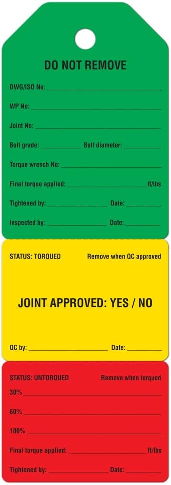 INCOM Manufacturing 3-Stage Flange Management Tags, Heavy Duty All-Weather DuraPly™, Waterproof and Tear-Resistant, 2.75 inch x 7.9 inch, 25 Pack, TG8033PT
