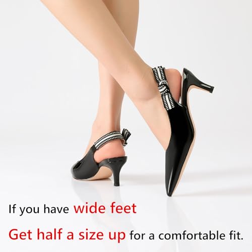 Image of RIBONGZ Sexy Slingback Pumps Elegant Dressy Heels for Women Closed Toe Pointy High Heels Wedding Bride Prom Party Evening Shoes