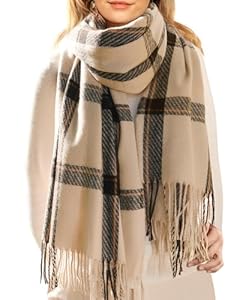 FURTALK Damen Herbst Winter Großer Karo Warm Weich Schal
