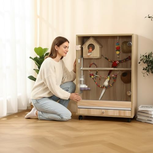 Yunhgft Papageienkäfig aus, groß Vogelkäfig mit Untschrank, Brutkäfig für Vögel-2
