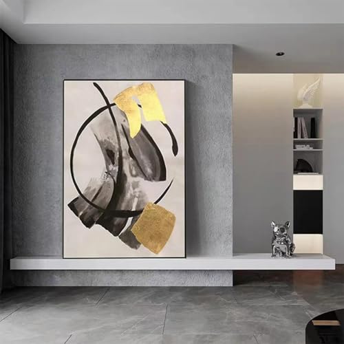 Tableau abstrait noir et or pour habiller un grand mur vide - 4