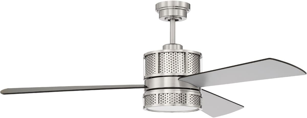 Craftmade 52" Morrison Indoor Brushed Nickel Finish Ceiling Fan, Integrated LED Light Kit, Remote & Wall Control Included, Smart WiFi Enabled w/Voice Activation, works w/Alexa & Smart Home Devices