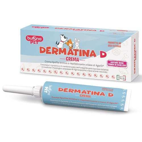 Dermatina D Crema 30 ml per Uso Topico con Applicatore, Lenitiva e Riepitelizzante con AgarDì®, Argento e Vitamine Liposolubili Naturali per Cani, Gatti, Conigli, Rettili e Uccelli