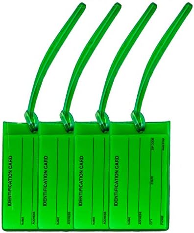 4 Green Luggage Tags Made in USA | Travel Tags for Baggage Suitcases Sports Bags | Fully Bendable by NPGD