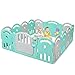 Costzon Baby Playpen, 16-Panel Kids Safety Yard Activity Center Playard with Safety Lock & Educational Toys, Portable Play Yards with Music Box & Basketball Hoop, Indoor Outdoor Use (Green, 16-Panel)