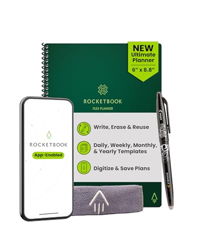 Rocketbook Flex Reusable Planner, Smart Undated, Daily, Weekly, Monthly, Annual