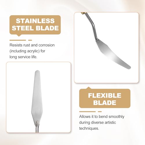 HARFINGTON Palette Knife Painting Tool 2.76" x 0.59" Stainless Steel Teardrop Blade 8.66" Length Spatula Painting Pallet Knives with Hole Beech Wood Handle for Oil Acrylic Canvas, Red/Silver by HARFINGTON - Image 4
