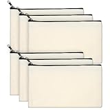 Quilax 6Pcs Canvas Zipper Pencil Pouch Bulk, Blank DIY Craft Bag Canvas Pencil Case, Multipurpose Toiletry Tote Bag for Makeup Cosmetic, Invoice Bill, Travel Toiletry