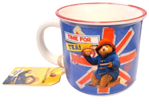 Image of Elgate Paddington Bear Camping Mug Cup Union Jack Time for Tea Official Licenced Film Movie 3 Merchandise Souvenir