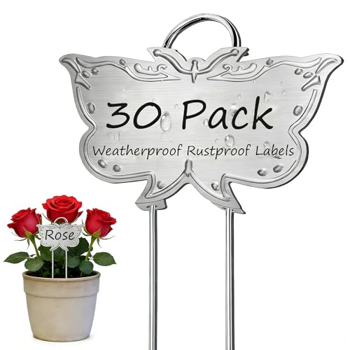 XPIEYSOL Metal Plant Labels 11in Tall 30 Pack Silver Outdoor