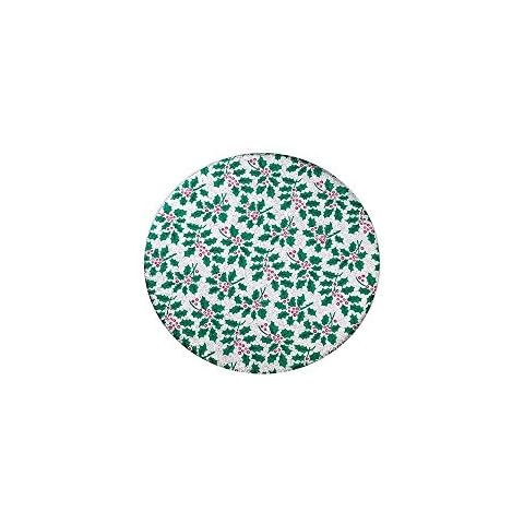 Round Silver Holly Christmas Cake Board Cover