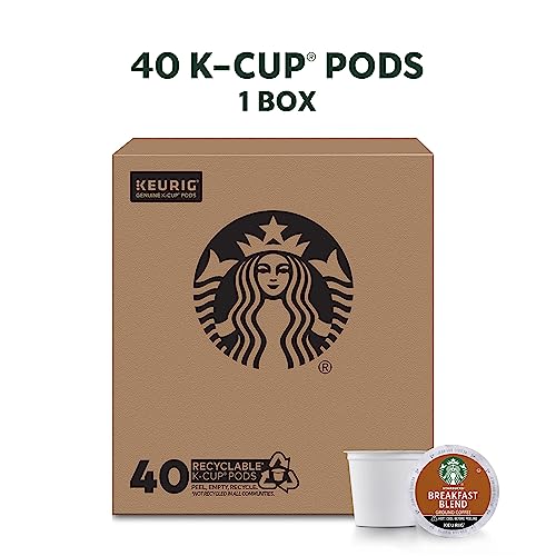 Image of Starbucks K-Cup Coffee Pods, Medium Roast, Breakfast Blend for Keurig Brewers, 100% Arabica, 1 Box (40 Pods) (Pack of 2)