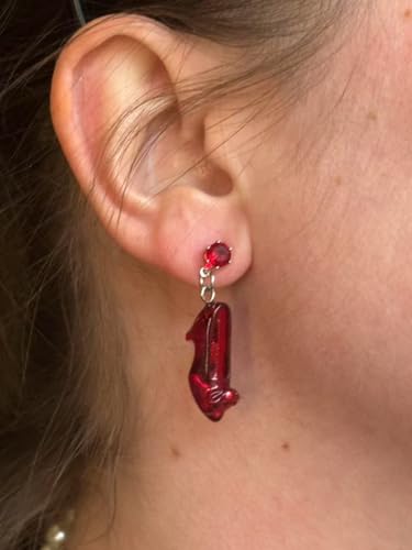 Cute Pair of Ruby Slipper Drop and Dangle Earrings for Women. Wonderful Wizard Oz Themed3