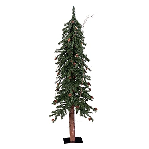 Vickerman Alpine Artificial Christmas Tree with Real Pine Cones, 4' - Small Faux Christmas Tree for Holiday or Rustic Décor - Seasonal Holiday Decoration