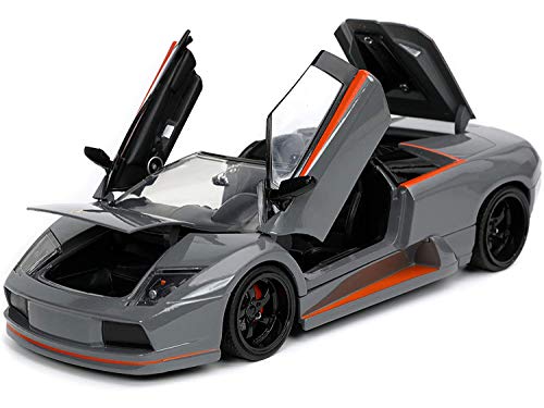 Jada Toys Hyperspec 1:24 Lamborghini Murciélago Roadster Die-cast Car Gloss Grey, Toys for Kids and Adults