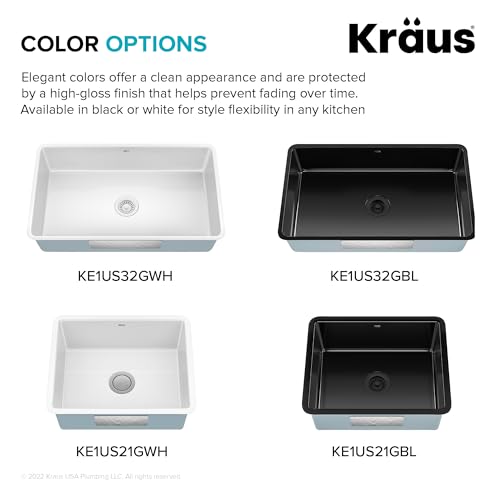 KRAUS Pintura 32-inch Porcelain Enameled Steel Undermount Single Bowl Kitchen Sink in White, KE1US32GWH by Kraus - Image 7