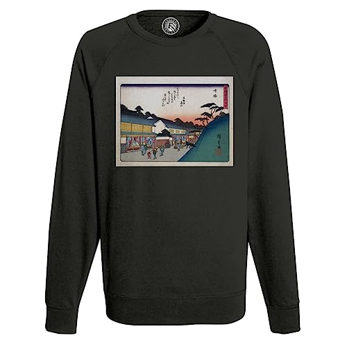 Sweatshirt Homme Estampe Japonaise Pull Vintage Imprimé Art Délicat Village
