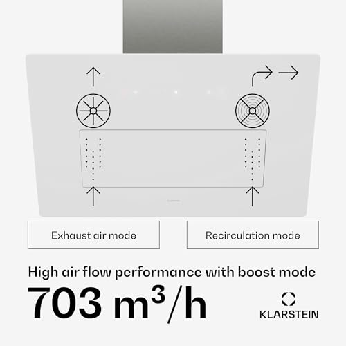 Klarstein SleekAir okap kuchenny – 60 cm okap podszafkowy, 686 m³/h, klasa efektywności energetycznej A++, dotykowy panel sterowania, oświetlenie LED 2700-6500 K