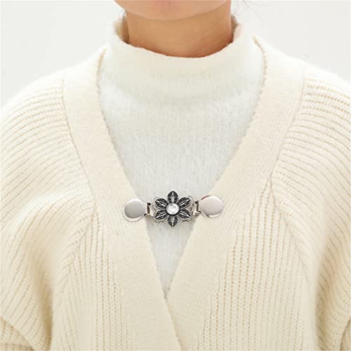 Sweater Clip Brooch Women's Cardigan Clip Retro Metal Scarf Shirt Brooch Dress Clip Fashion Rhinestone Silk Scarf Buckle Anti-Walking Shawl Clip For Female Girls #TOP6