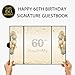 DARUNAXY Black Gold 60th Birthday Party Decorations, Happy 60th Birthday Alternative Signature Guest Book for Men Women Cheers to 60 Years Old Gifts 60 Birthday Signing Card Board Party Supplies