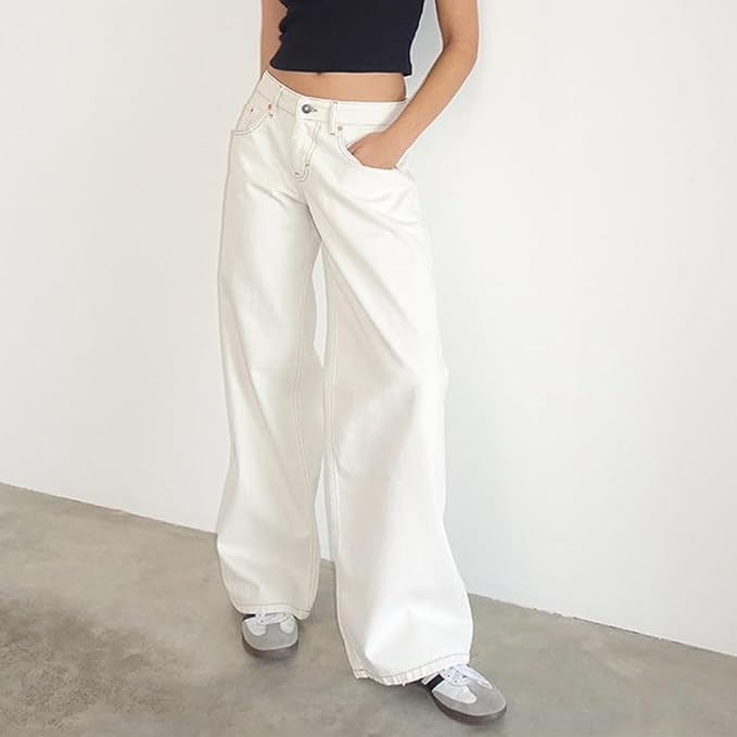 Low Rise Baggy Jeans for Women, Mom Jeans Baggy Jeans Wide Leg Denim Pants Loose Fit Boyfriend Fashion Y2K Outfits 20253