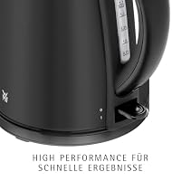 WMF Stelio Wasserkocher Edelstahl 1,7L, Elektrischer Wasserkocher mit Kalkfilter, 2400 W, Wasserstandsanzeige Beleuchtet, Edelstahl Matt Schwarz – Ansicht 2
