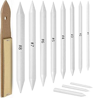 LEOBRO 11 Pieces Artist Blending Stump and Tortillion Art Blender Set with 1