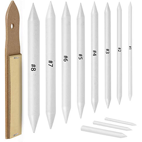 LEOBRO 11 Pieces Artist Blending Stump and Tortillion Art Blender Set with 1