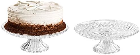 Cake Stand Dessert Display Pedestal - 12 Large Round Plastic Cake Stands Set of 2 - Table Cupcake Holder with Base - Clear Crystal Cake Plate Server Platter Serving Tray for Wedding Birthday Party