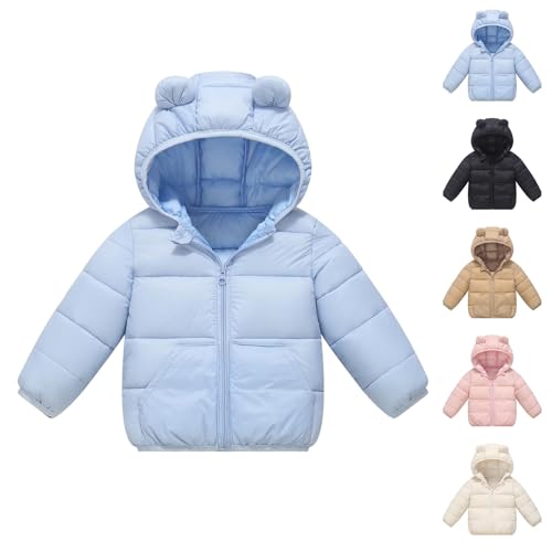 Toddler Boys Girls Hooded Puffer Jacket Winter Puffer Zip Up Warm Cute Bear Ear Coats Infant Outdoor Down Outerwear