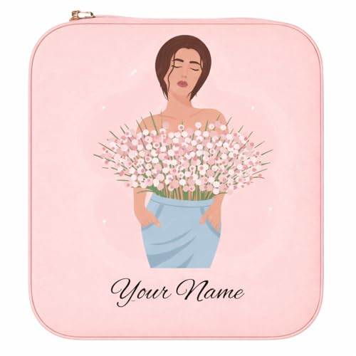 Image of Personalized Jewellery Organizer Case for Women | Custom Name Travel Jewelry Box with Ring, Earring & Necklace Storage | Compact, Elegant Gift for Girls & Women (Pearl Bouquet)
