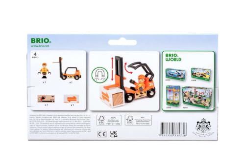 BRIO World 33573 Chariot Elévateur Accessoire pour circuit de train en bois Figurine incluse Action de jeu sans pile Jouet pour garçons et filles dès - vue 2