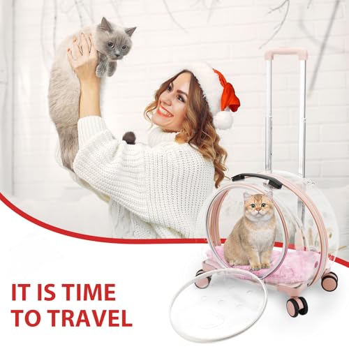 Transparent & Fully Breathable Hard cat Carrier with Rolling Wheels for Dogs, Cats, Multiple Carrying Options, Perfect for Traveling/Taking a Walk - Thumbnail 6