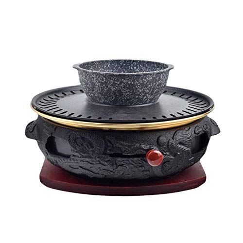 Cast Iron Charcoal Grill, Multi-Function Consumer And Commercial Smokeless Grill, Thick And Durable Healthy Grill Pan Frying Pan,J