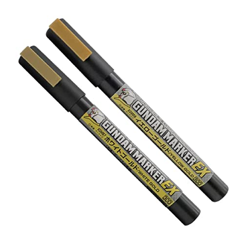 Mr. Hobby GSI Creos Gundam Marker EX White Gold XGM07 and Yellow Gold XGM08 With Original Stylus Ballpoint Touch Pen