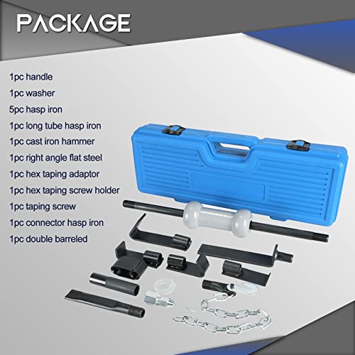 ATPEAM 13pcs Slide Hammer Dent Puller Set | Heavy Duty Dent Puller Set w/10lbs Slide Hammer Auto Body Truck Repair Took Kits - Thumbnail 2